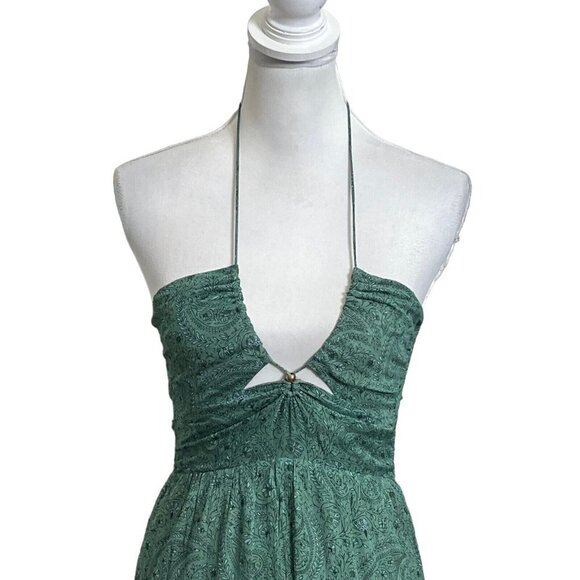 Suboo Stella Cut-Out Maxi Dress Green Women’s Size XS Halter Chiffon Flawed - Picture 3 of 13